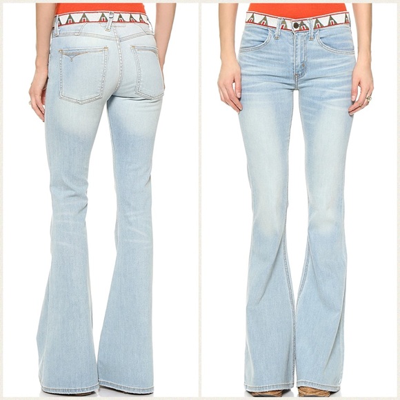 Free People Denim - Free People Embroidered Isabella Super Flare Jeans